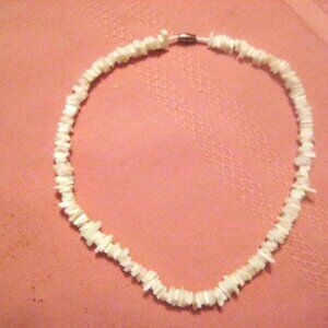 Shell Necklace Barrell Clasp 16 Inch Puka Shell Chip